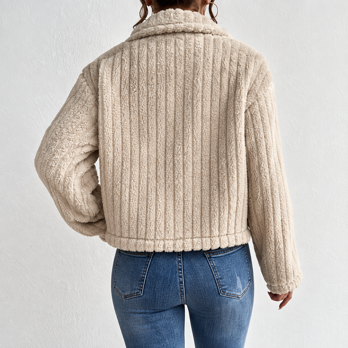 Elara Cropped Teddy Fleece Jacket