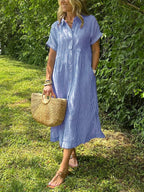Xalviere | Maxi Striped Dress with Buttons Malina