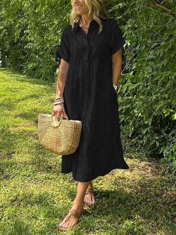 Xalviere | Maxi Striped Dress with Buttons Malina