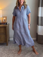 Xalviere | Maxi Striped Dress with Buttons Malina