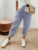Celia - Classic Striped Cotton Trousers